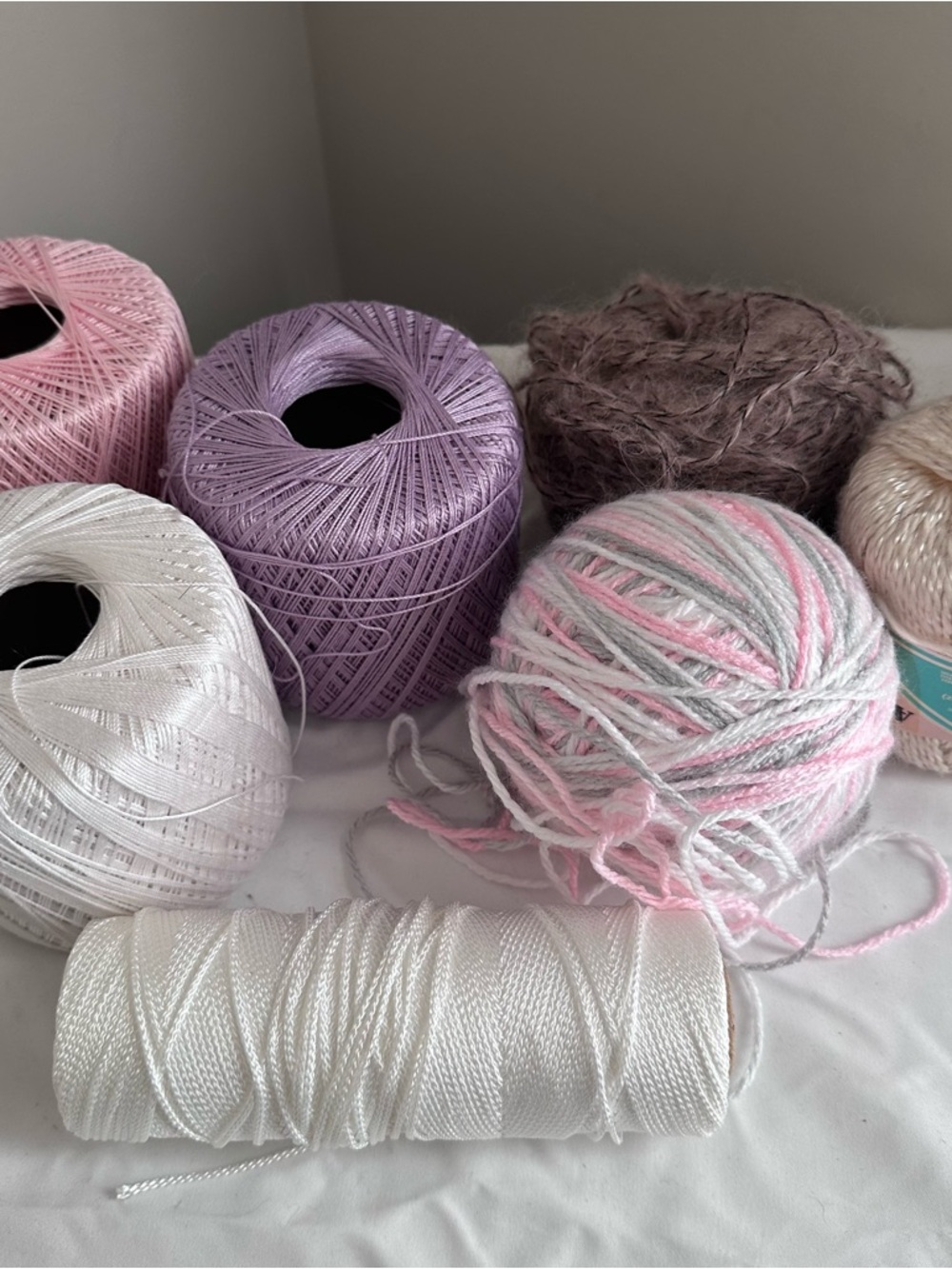 Assorted Pink, Lavender & White Yarn Bundle - Multipurpose Craft Threads